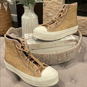 Tan High-Top Women's Sneakers